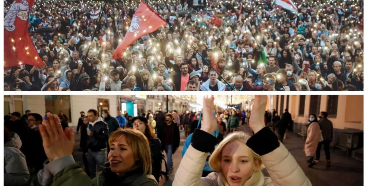 “Мы здесь власть”, хороводы, деанон: сравниваем российский протест с белорусским