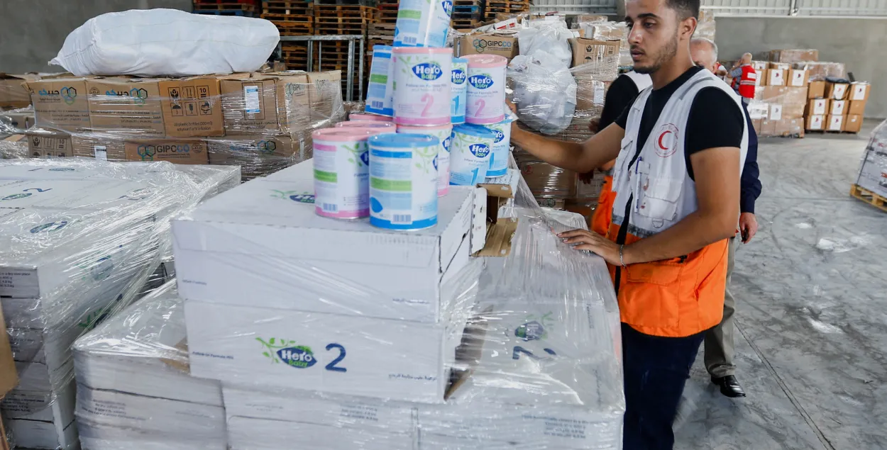Сортировка гуманитарной помощи в Газе&nbsp;