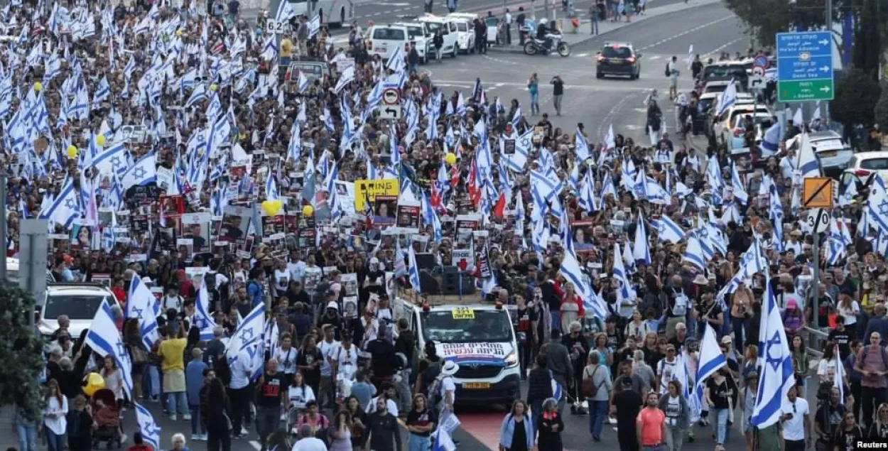 Митинг семей израильтян, захваченных ХАМАС