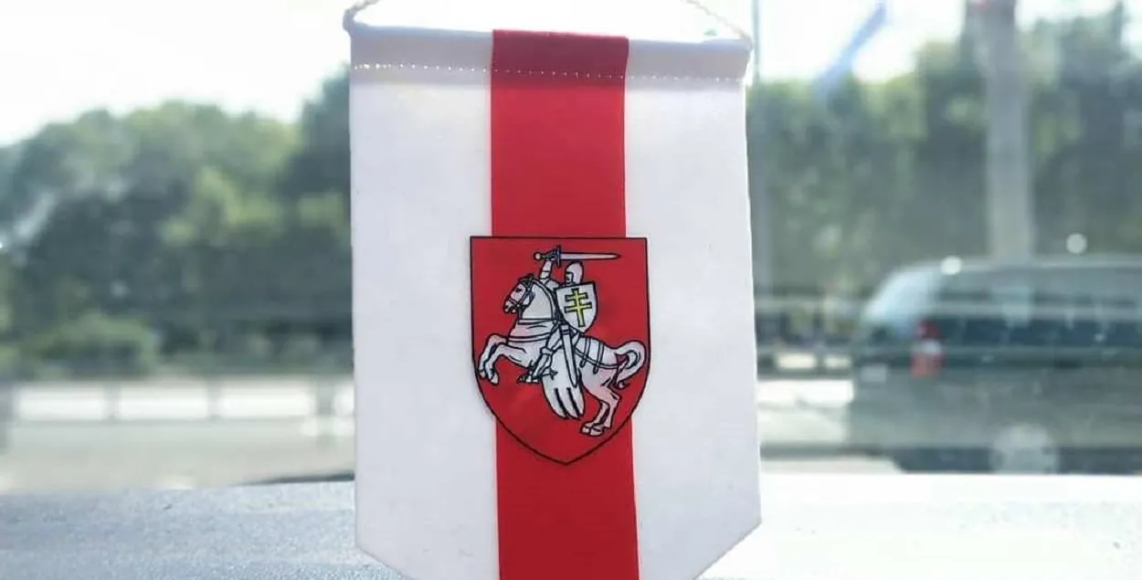 Бело-красно-белый вымпел с гербом "Погоня" (иллюстративное фото)
