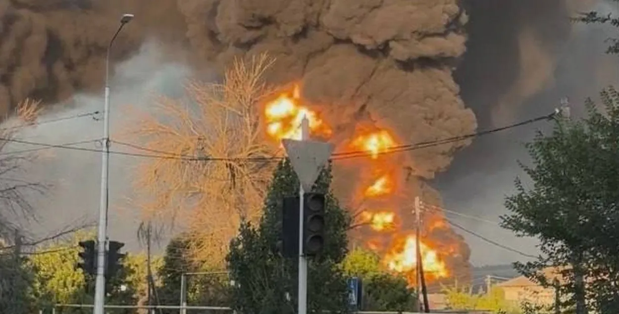 Пажар на нафтабазе ў Валгаградскай вобласці
