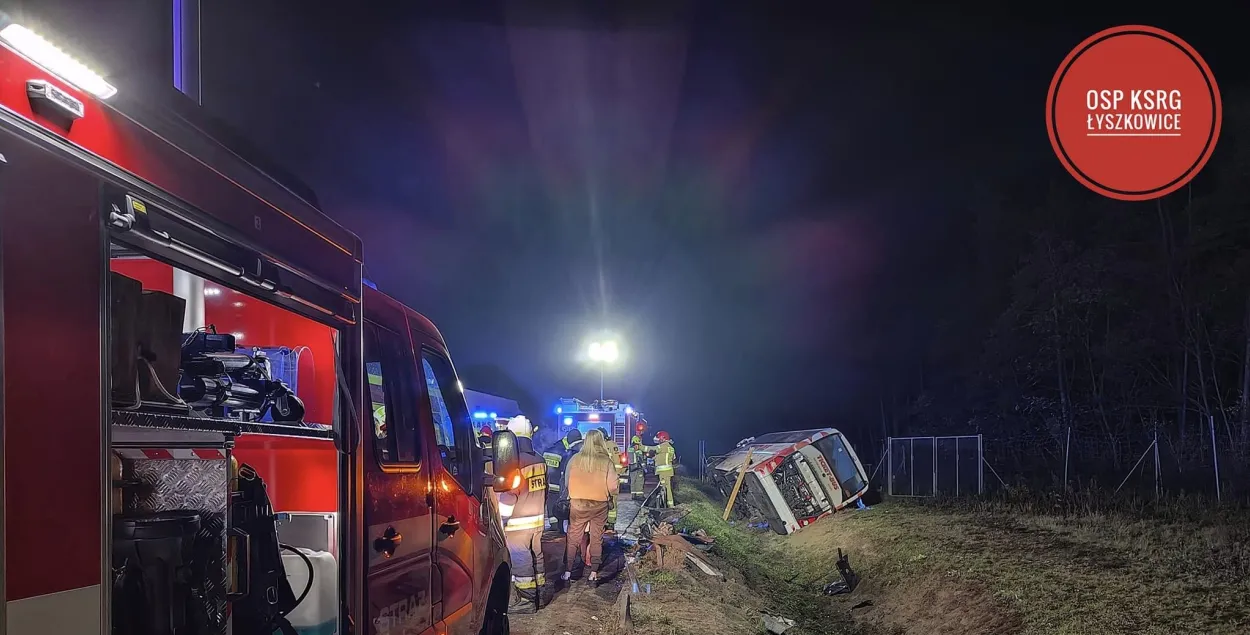 ДТЗ з удзелам беларускага аўтобуса ў Польшчы
