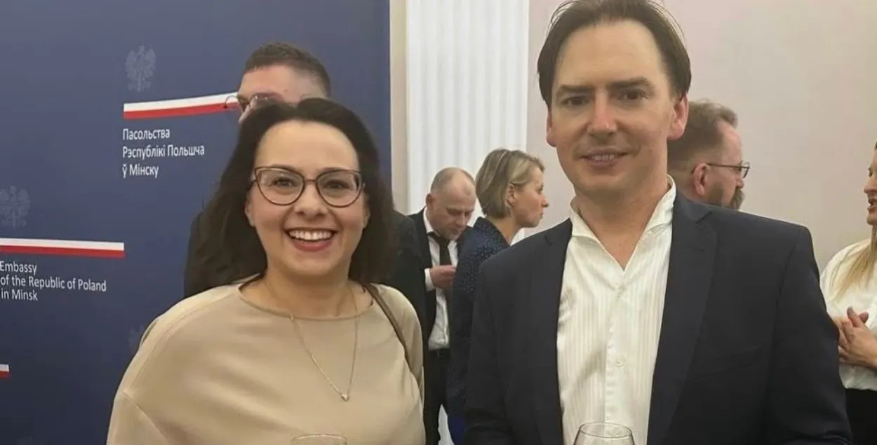 Анна Канопацкая на приеме в польском посольстве с Гжегожем Немчуком
