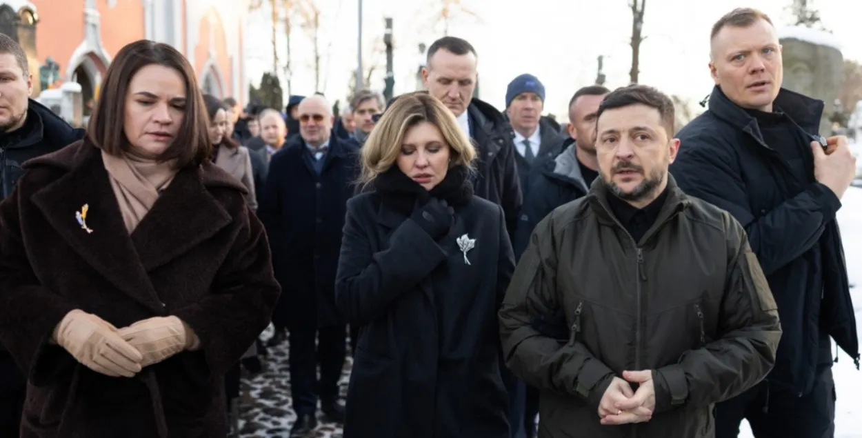 Светлана Тихановская и семья Зеленских в Вильнюсе
