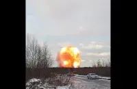 Взрыв в Ленинградской области / скриншот видео РИА Новости
