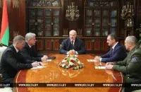 Alexander Lukashenka&#39;s eldest son Viktar, the president&#39;s national security aide&nbsp;(second in the right) was present at the time of the appointment. Photo: BELTA​