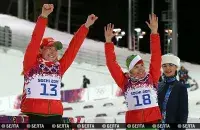 На Олимпиаде в Сочи Домрачева завоевала три золота, Скардино &mdash; бронзовую медаль / БЕЛТА