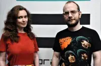 Кацярына Андрэева і Ігар Ільяш у студыі Еўрарадыё
