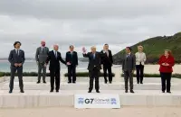 Лідэры G7 разам з кіраўнікамі Еўракамісіі і Еўрарады / Ludovic Marin/Getty Images