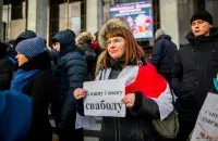 Ольга Ковалькова на акции против интеграции с Россией / Еврорадио​