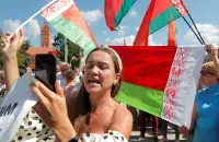 На митинге в поддержку Лукашенко 16 августа 2020 года / Reuters