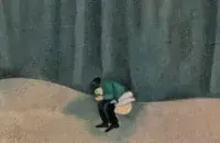 Фрагмент картины "Над городом" Марка Шагала
