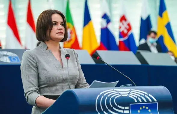 Светлана Тихановская во время выступления в Комитете по внешним делам Европарламента / t.me/tsikhanouskaya
