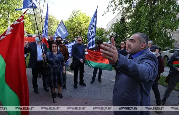 Митинг у посольства Латвии в Минске, 24 мая 2021-го / БЕЛТА​