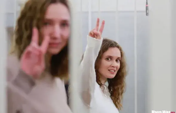 Дарья Чульцова и Екатерина Андреева в суде в феврале 2021-го / Наша ніва