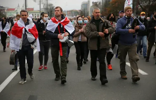 Акцыя пратэсту ў Мінску, 25 кастрычніка 2020-га / Reuters