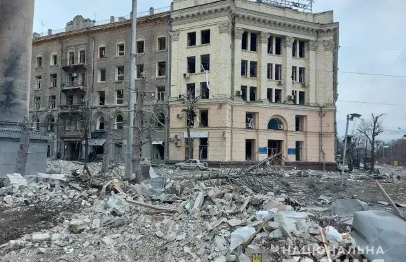 Kharkiv&#39;s central&nbsp;square after a rocket explosion / National Police of Ukraine