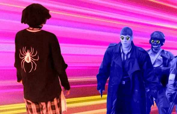 “Ёу, человек надел одежду “Рёдан”, есть треки и аниме — он в “Рёдане”&nbsp;/ коллаж Влада Рубанова, Еврорадио

&nbsp;
