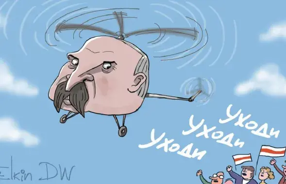 Белорусы продолжают протестовать, в основном в интернете / Карикатура dw.com
