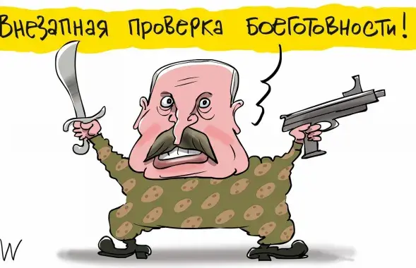 "Ну, што яму [Лукашэнку] выгадна, тое ён і плявузгае" / Карыкатура dw.com

