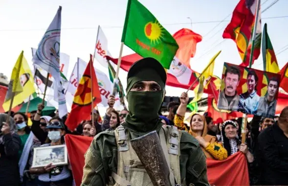 Дэманстрацыя курдаў супраць наступлення турэцкіх сіл на тэрыторыю Іракскага Курдыстана / AFP