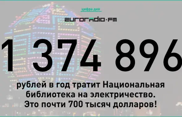 Нацыянальная бібліятэка траціць 1 374 896 рублёў у год на электрычнасць.