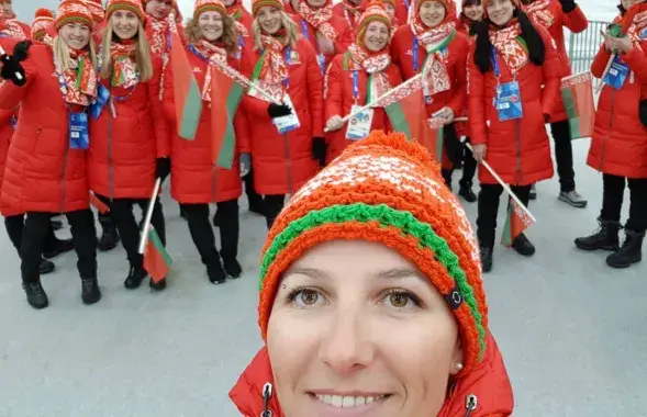 Team Belarus flag bearer Ala Tsuper. Images from social media