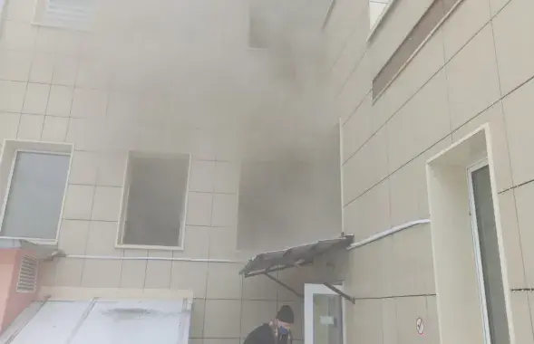 Пажар у мінскай лазні / mchs.gov.by

