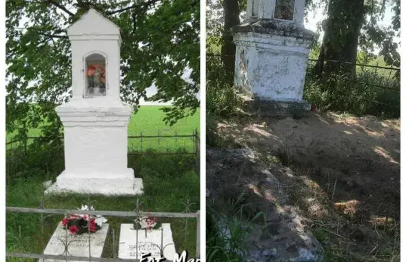 Слева &mdash; часовня и могилы польских солдат под Иодковичами. Справа &mdash; нынешний вид захоронения / glosznadniemna.pl