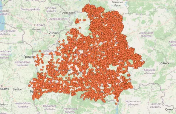 Карту спаленых вёсак апублікавалі на сайце Нацыянальнага кадастравага агенцтва​