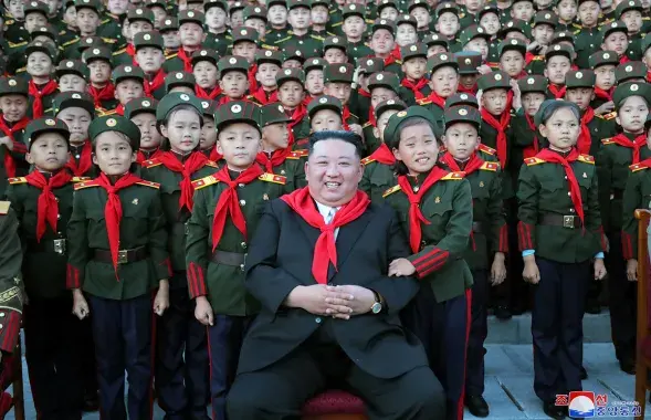 North Korean leader Kim Jong-un and children from Mangyeongdae Revolutionary School / Korean Central Telegraphic Agency / Reuters &nbsp;

&nbsp;
