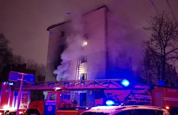 Пожар на бульваре Шевченко в Минске
