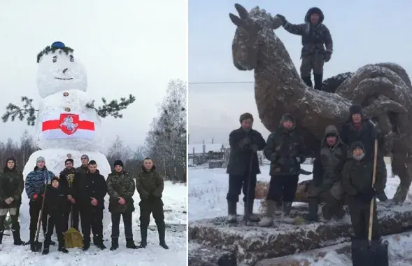 Белорусский снеговик из снега vs Русский петух из навоза