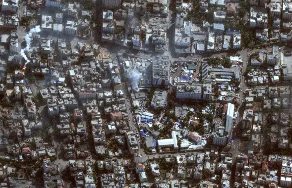 Спутниковый снимок больницы "Аш-Шифа"&nbsp;