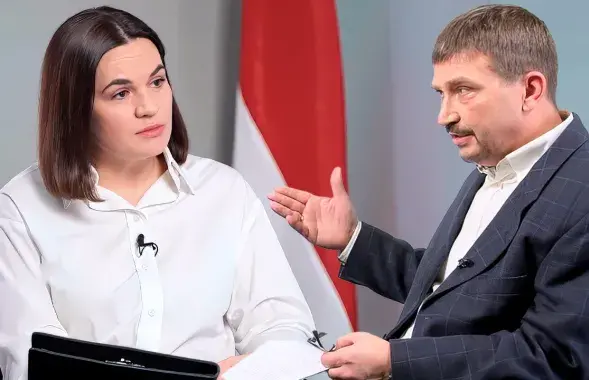 Светлана Тихановская и Змитер Лукашук / скриншот из видео