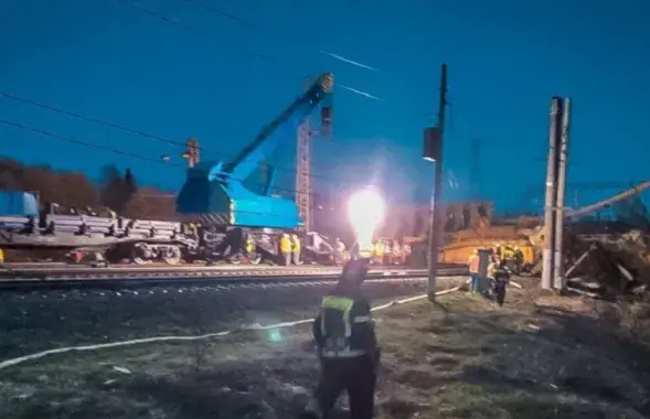 Восстановительные работы на железной дороге в Вязьме
