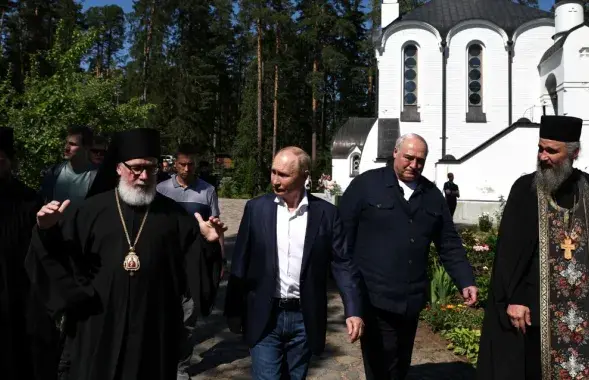 Аляксандр Лукашэнка на Валааме з Уладзімірам Пуціным
