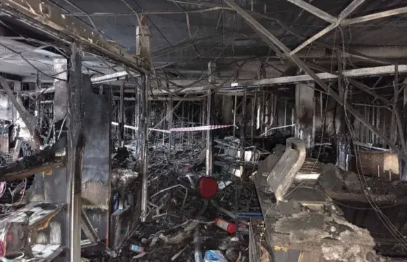 Вынікі пажару ў віцебскім ГЦ "Беларусь"
