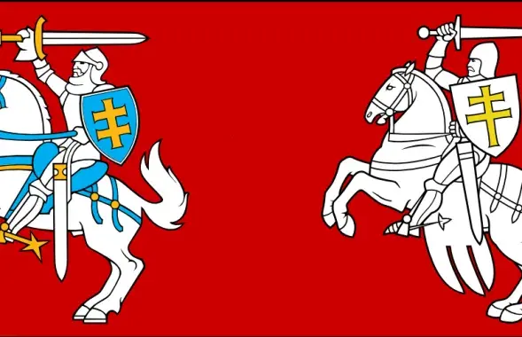 Дзве версіі герба "Пагоня": літоўская і беларуская
