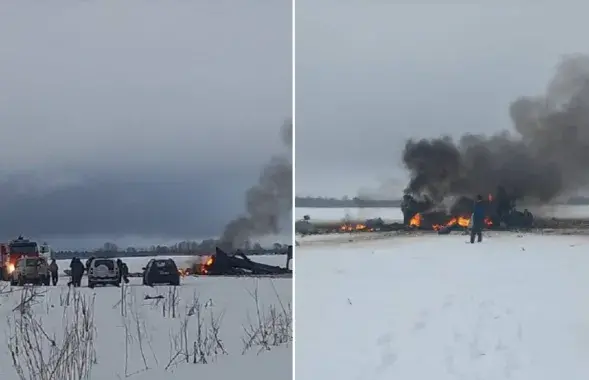 На месте падения вертолета
