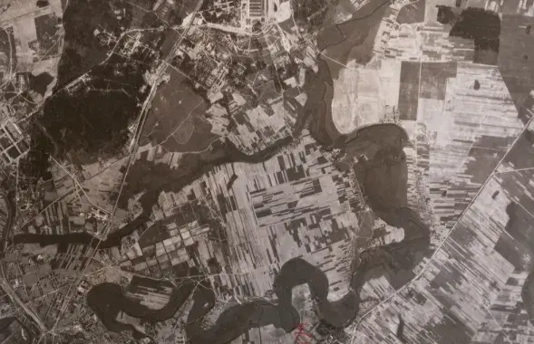 Аэрофотоснимок Минска времен Второй мировой войны