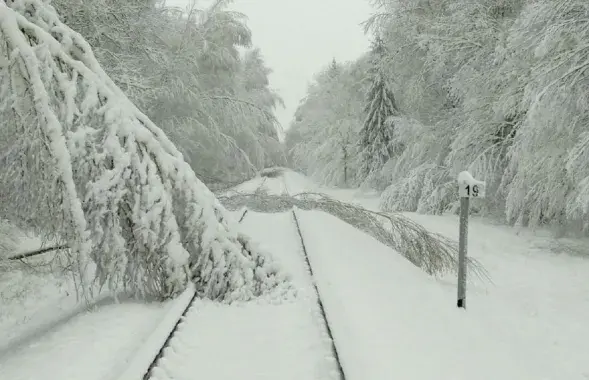 Железная дорога на Могилевщине утром 7 апреля
