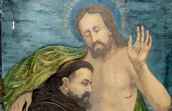 Икона, над которой работал Язеп Дроздович
