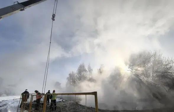 Ремонтные работы на тепломагистрали
