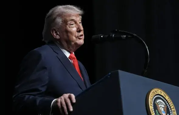 Прэзідэнт ЗША Дональд Трамп падчас выступлення
