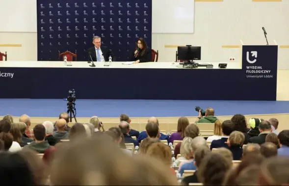 Анджэй Пачобут у Лодзінскім універсітэце
