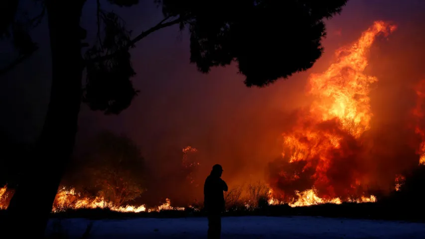 У Грэцыі маштабныя лясныя пажары, загінулі дзясяткі чалавек