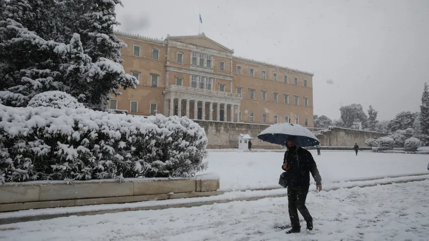 Афіны пад снегам (фота, відэа)