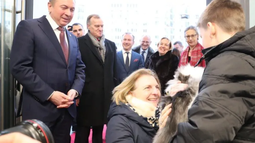 У новы офіс амбасады Аўстрыі ў Мінску першай запусцілі котку