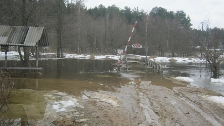 Паводка падтапіла аўтамабільны мост у Мсціслаўскім раёне